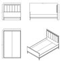 Hanah Home Cama Individual con Cabecero Tapizado en Madera y Roble Blanco